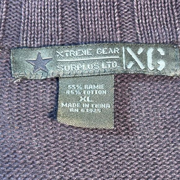 XG Xtreme Gear Surplus Sweater Top Men's XL Burgundy 1/4 Zip Mock Neck Pullover - Picture 10 of 12